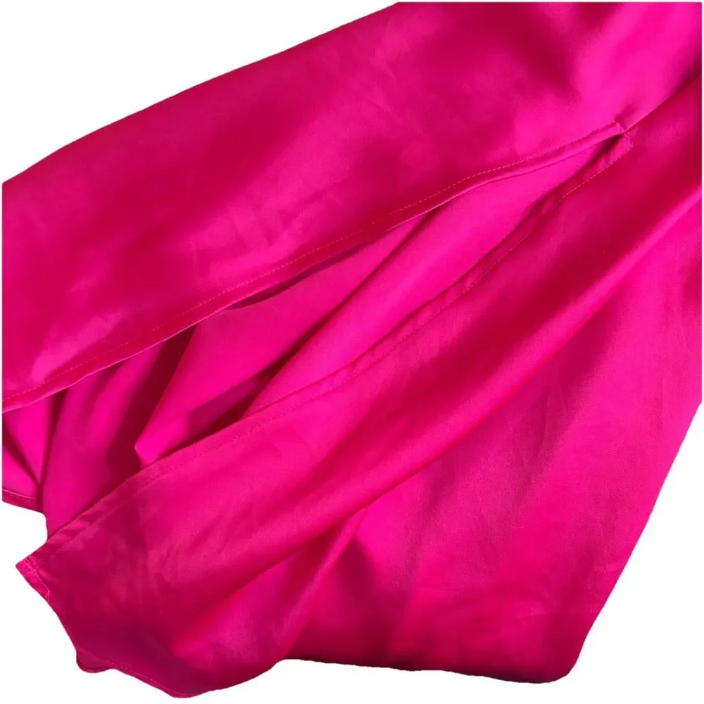 Scoop Crew Neck Satin Midi Tank Dress Classic Fit Bright Pink Size Medium 8-10